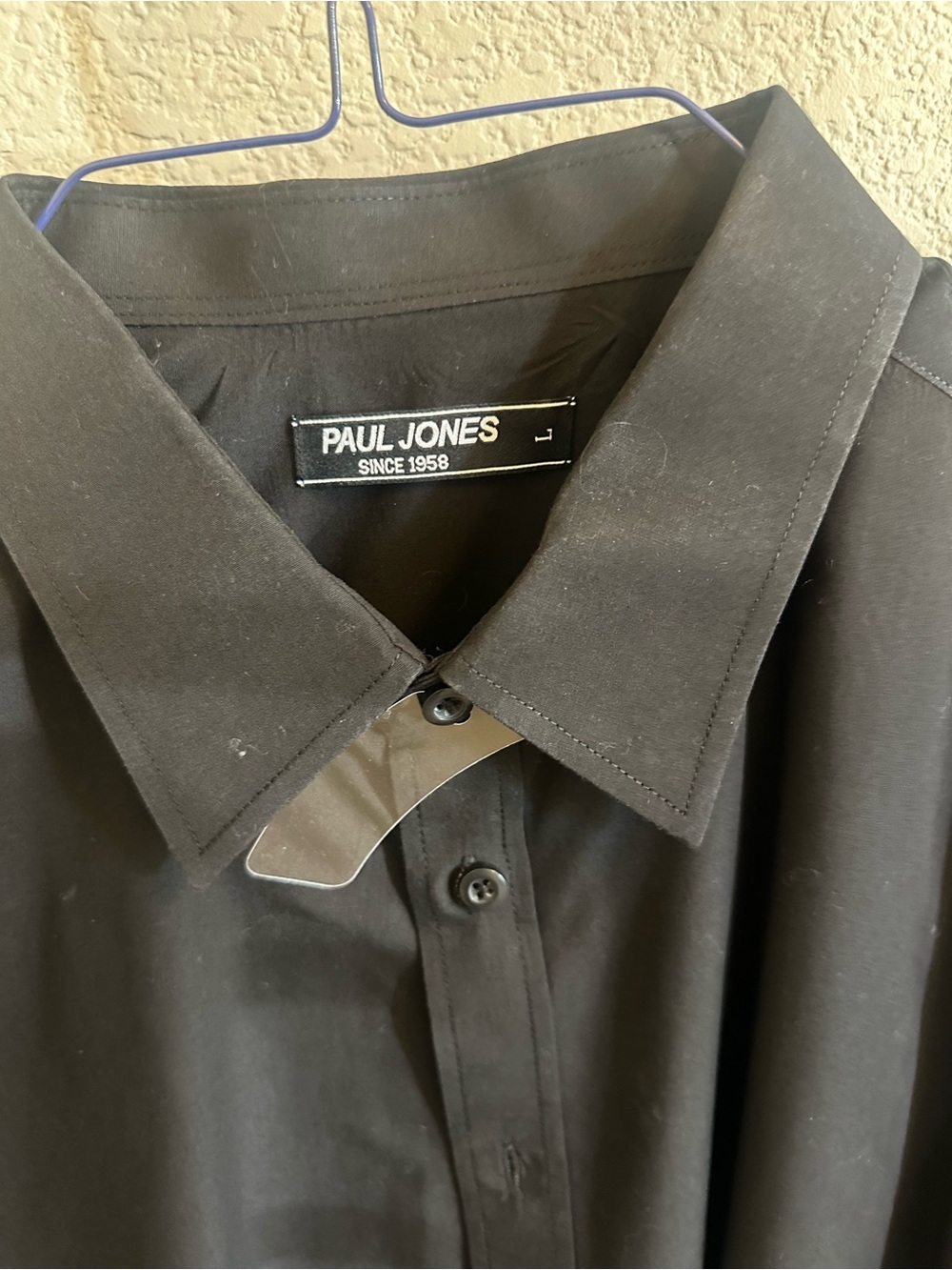 Paul Jones Men's Black Dress Shirt - Modern Point Collar